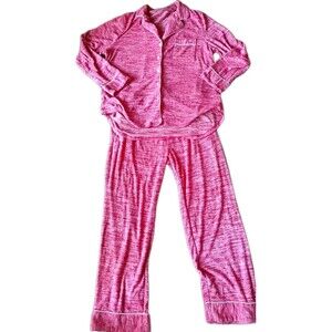Aamikast Pajama Set Size Large Red Loungewear Button Down Longsleeve Soft